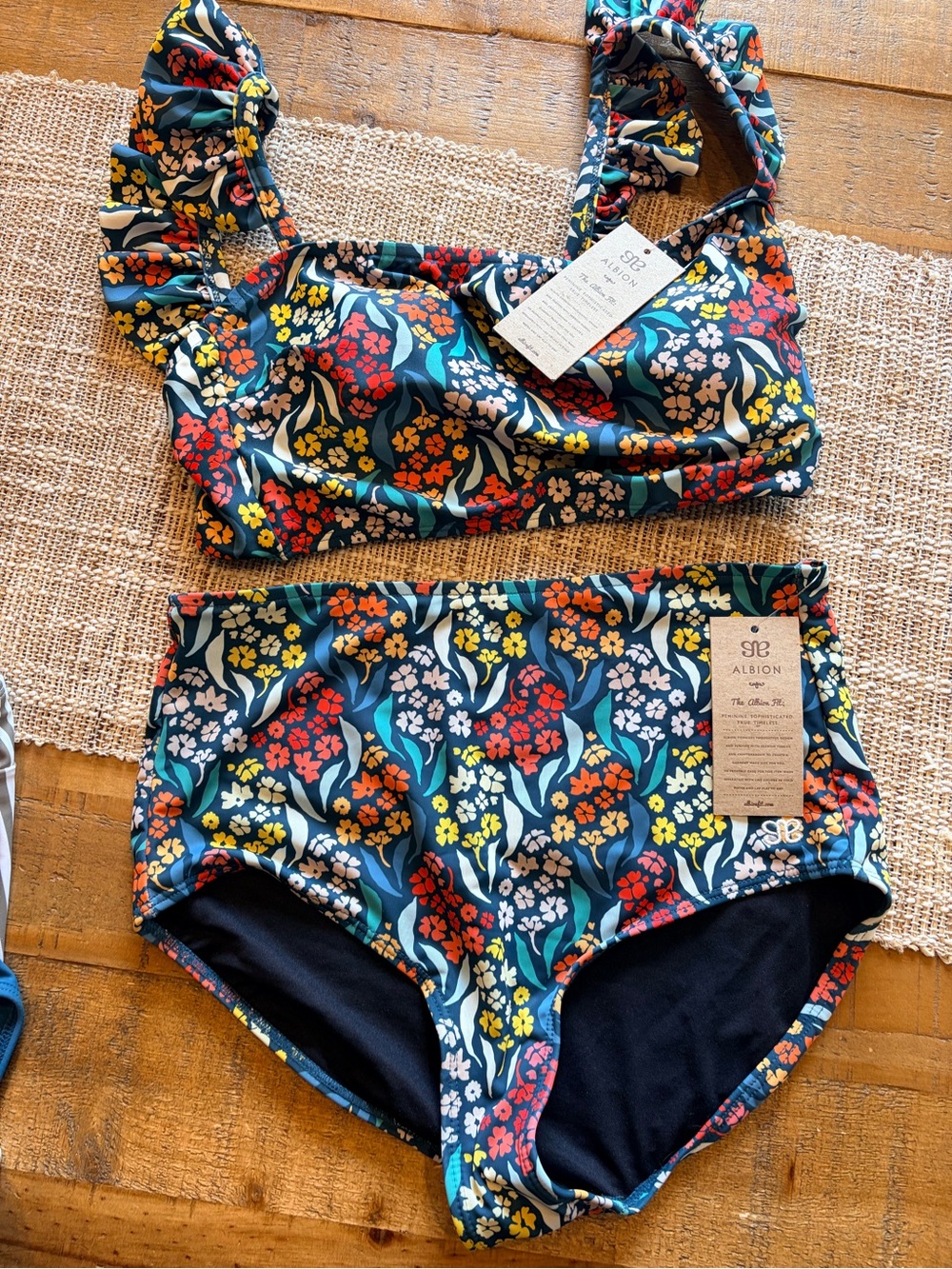 NWT Albion Costa Floral Ruffle Strap Two-Piece Bikini